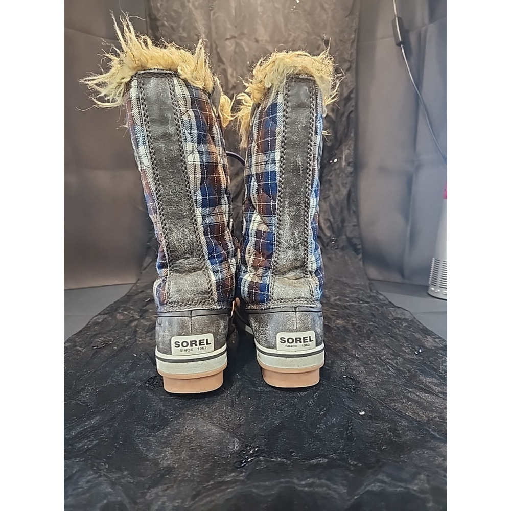 Sorel Boots Bracken Estate Plaid Tofino Winter Waterproof Faux Fur, Sz7, EUC - Picture 4 of 9